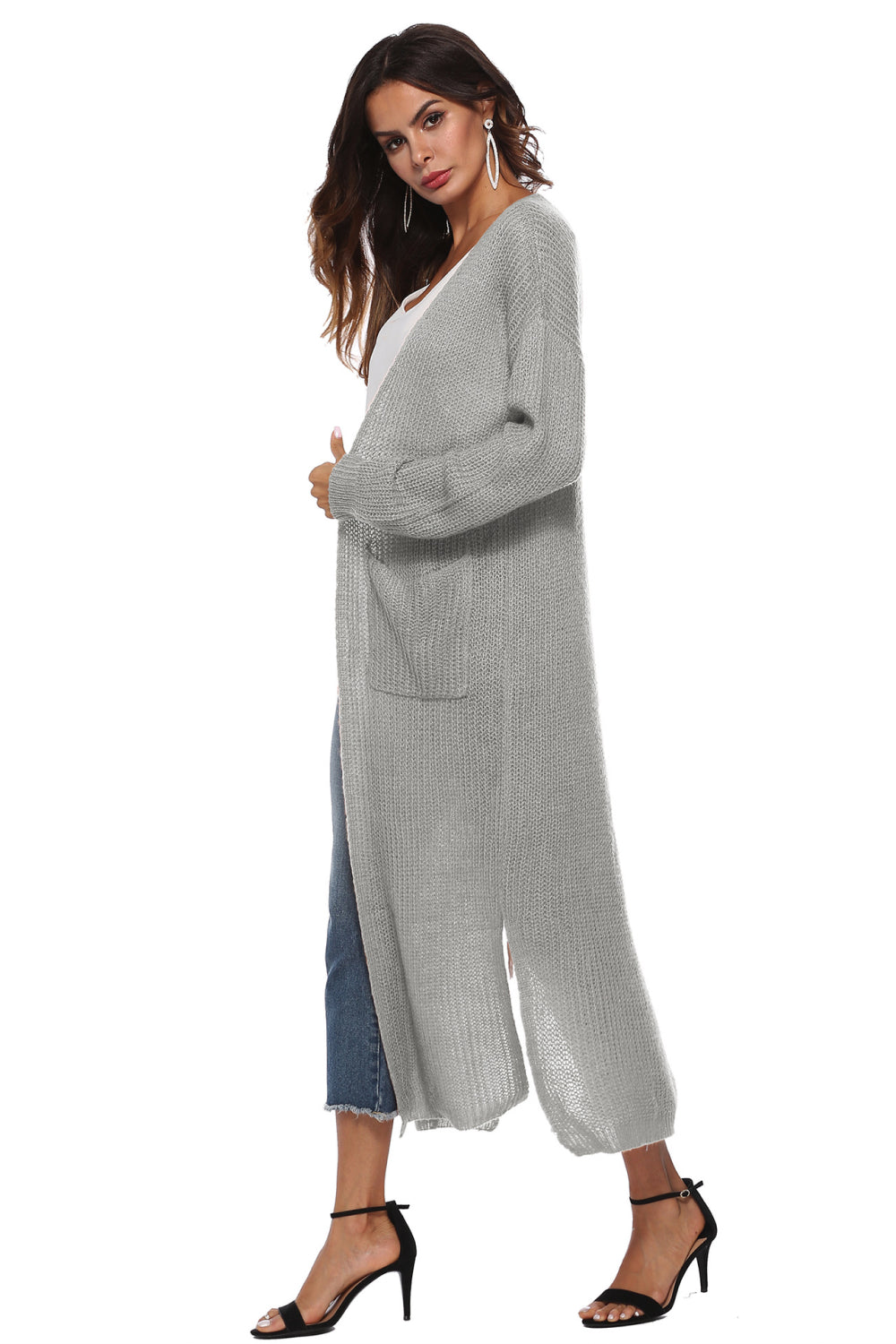 Long Sleeve Open Front Buttoned Cardigan (11)