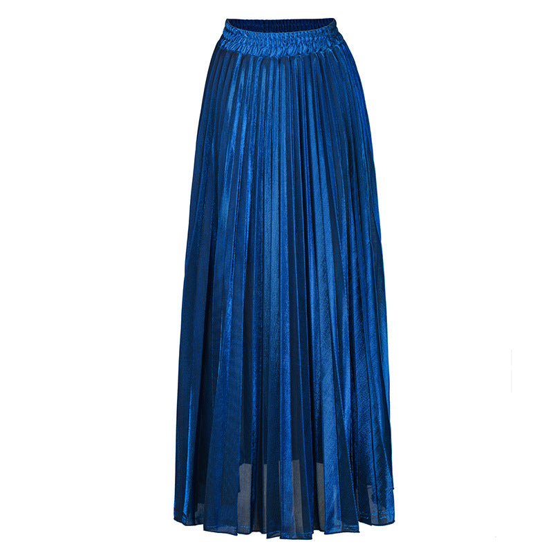 Pleated Skirt Long variant CJNSXZQZ00586-Blue-XXL|CJNSXZQZ00586-Blue-XL|CJNSXZQZ00586-Blue-S|CJNSXZQZ00586-Blue-L|CJNSXZQZ00586-Blue-M