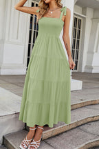 Tie-shoulder Smocked Tiered Dress (7)
