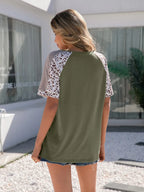 Leopard Round Neck Short Sleeve T-shirt (14)