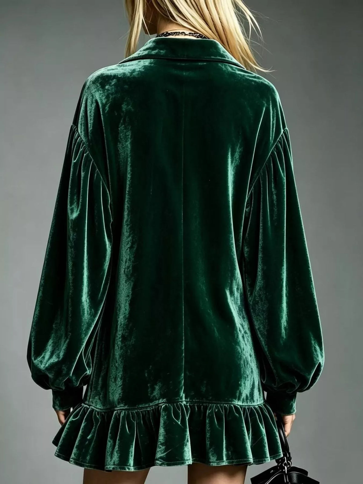 Full Size Velvet Ruffled Hem Long Sleeve Dress Plus (19)