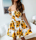 Ruffled Short Sleeve Halter Dress variant CJNSSYLY04602-Yellow-S|CJNSSYLY04602-Yellow-M|CJNSSYLY04602-Yellow-XL|CJNSSYLY04602-Yellow-L