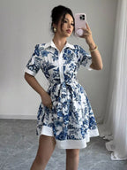 Floral Print Button-front Shirt Dress (5)