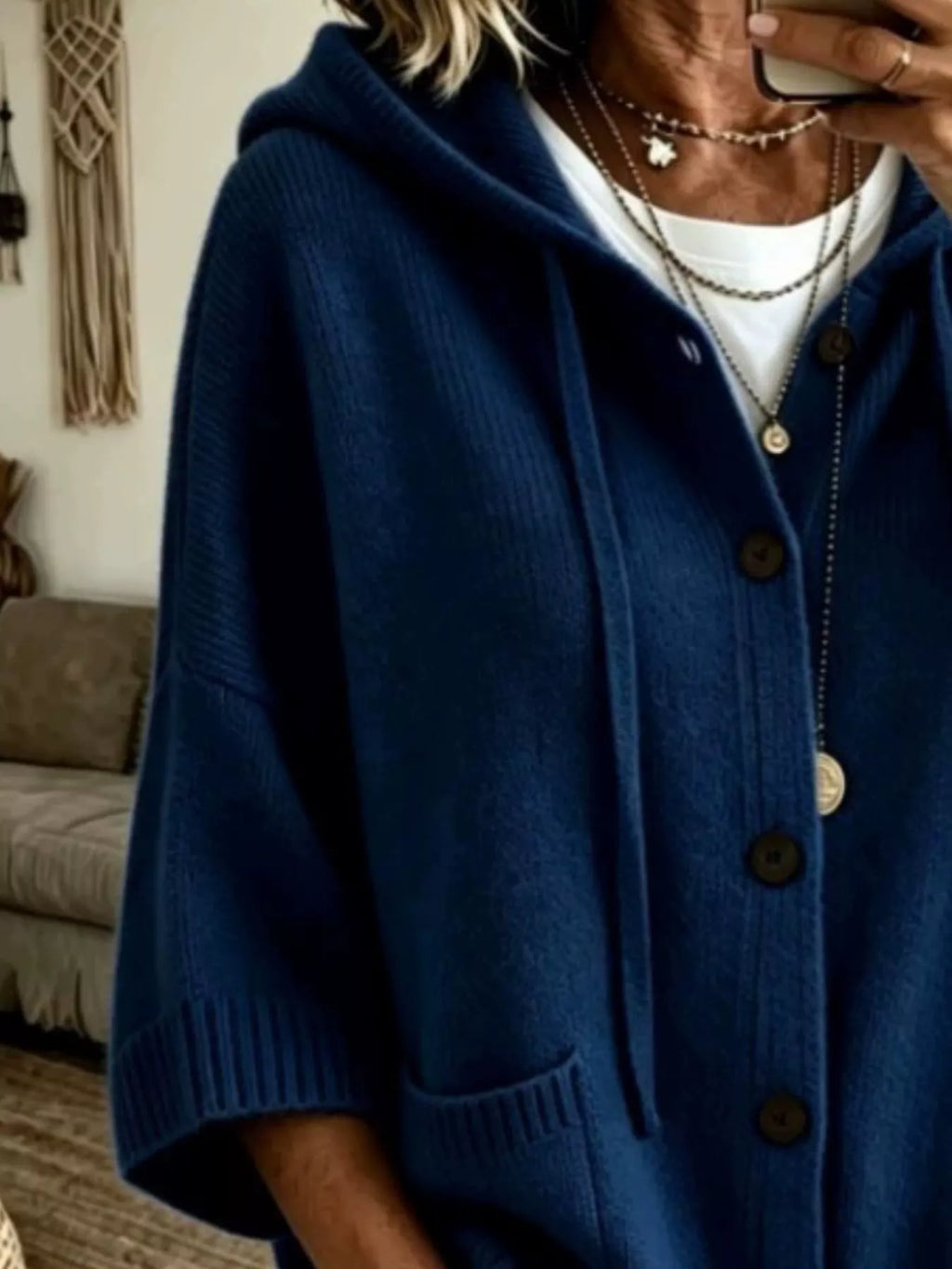 Hooded Button-down Knit Cardigan (6)