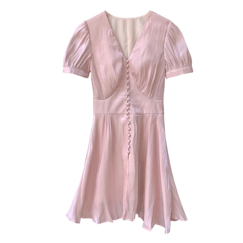 Silk Satin Dress variant CJNSSYLY04997-Pink-XS|CJNSSYLY04997-Pink-M|CJNSSYLY04997-Pink-S