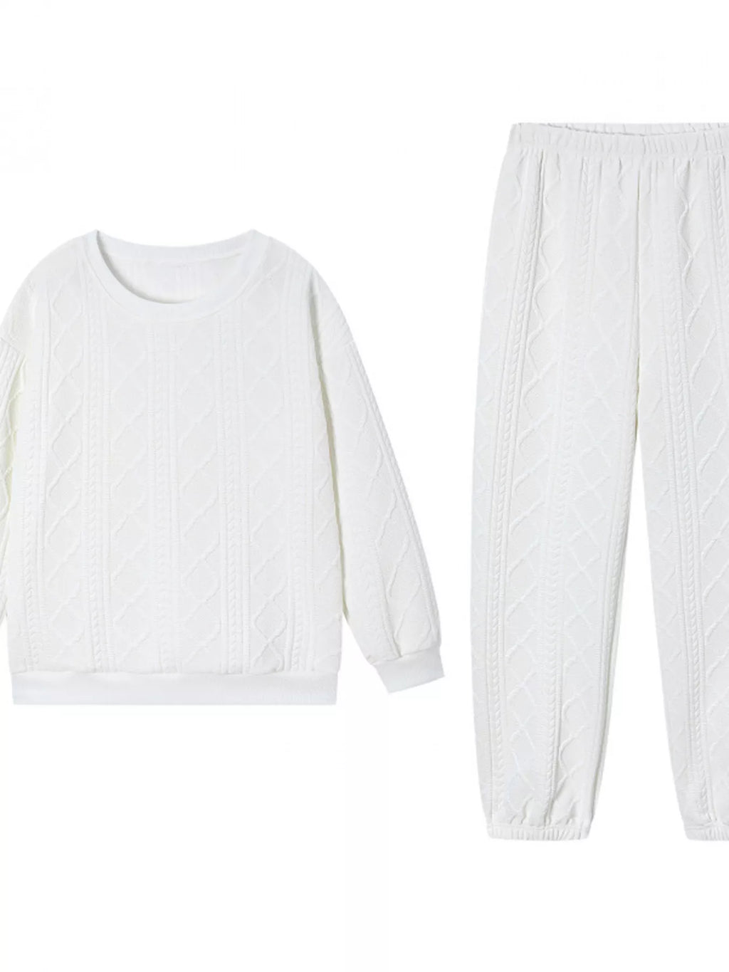 Texture Round Neck Top Pants Set (3)