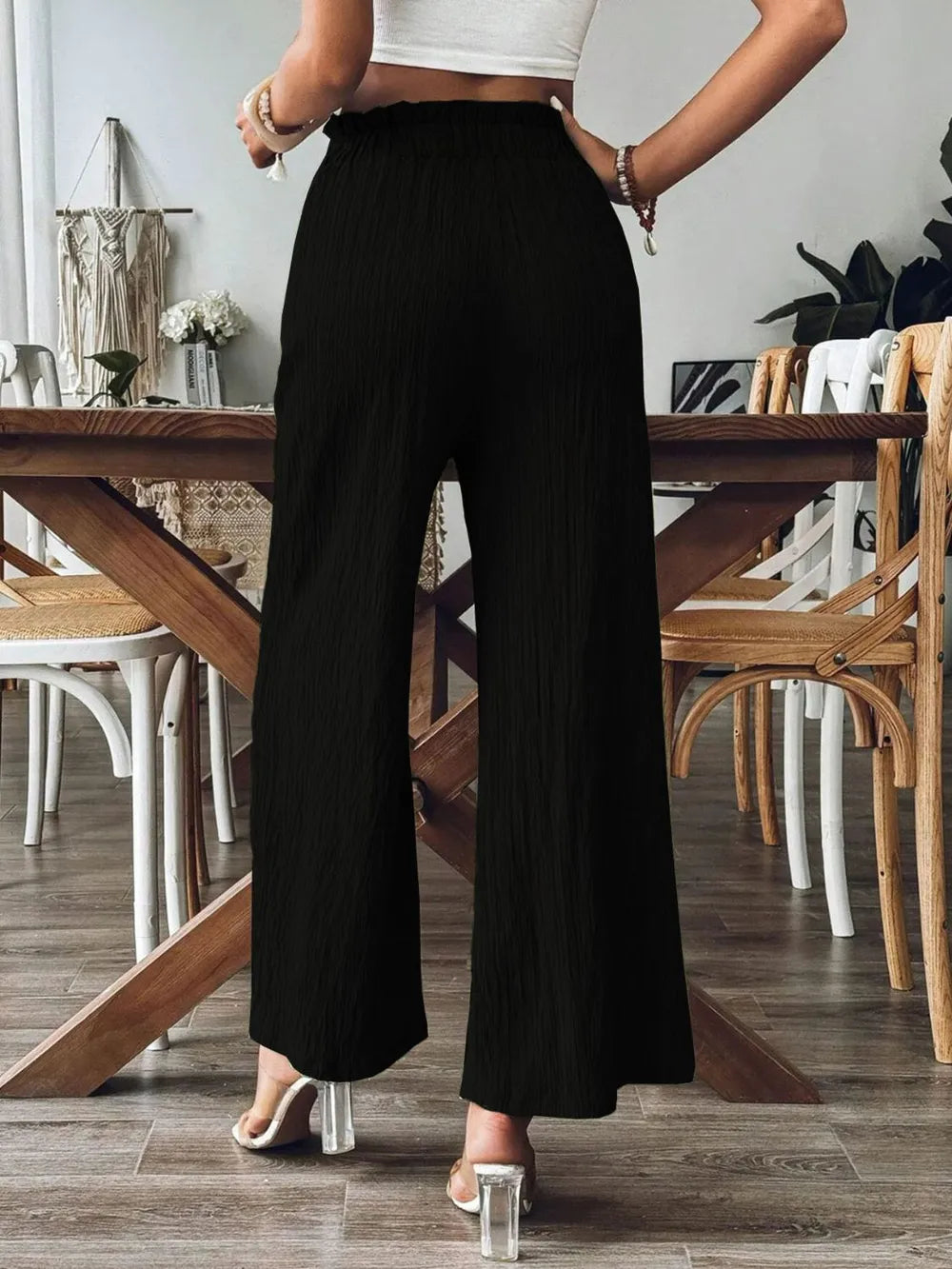Pocketed Elastic Waist Wide Leg Pants (9)