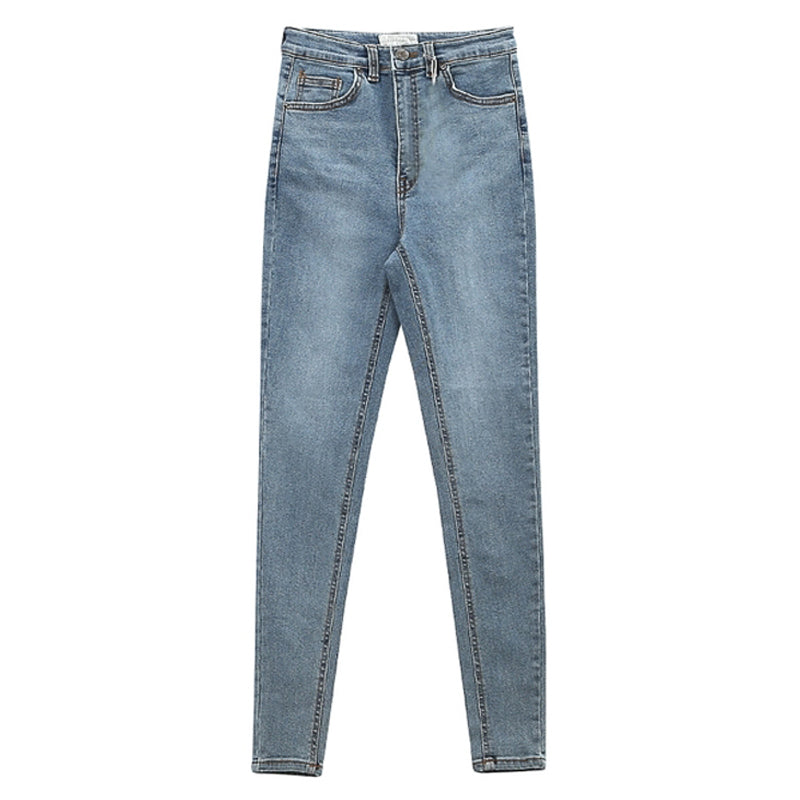 High Waist Stretch Denim Feet Pants photo 4