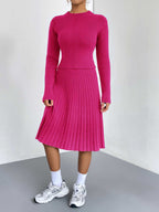 Rib-knit Sweater Skirt Set (2)
