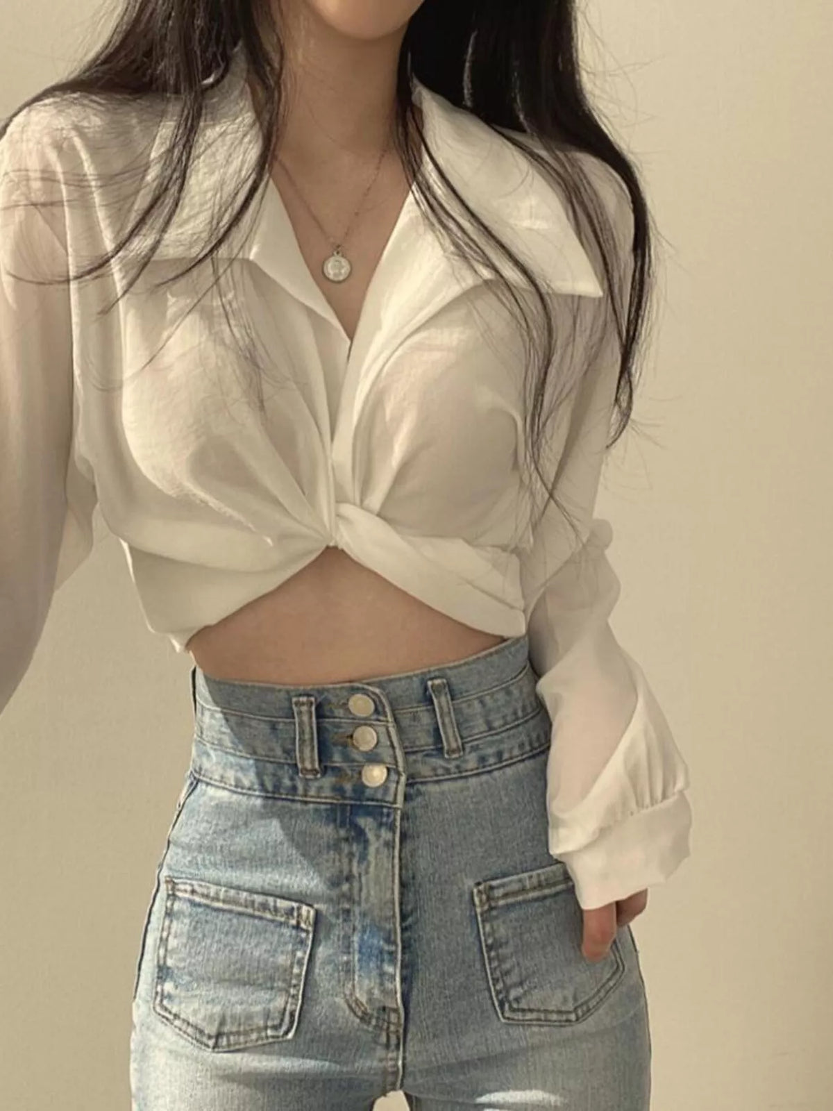 Twisted Front Long Sleeve Shirt (5)