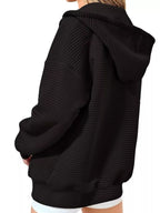 Drawstring Zip Up Dropped Shoulder Hoodie (11)