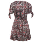 V-neck Short Sleeve Printed Skirt Dress photo 1