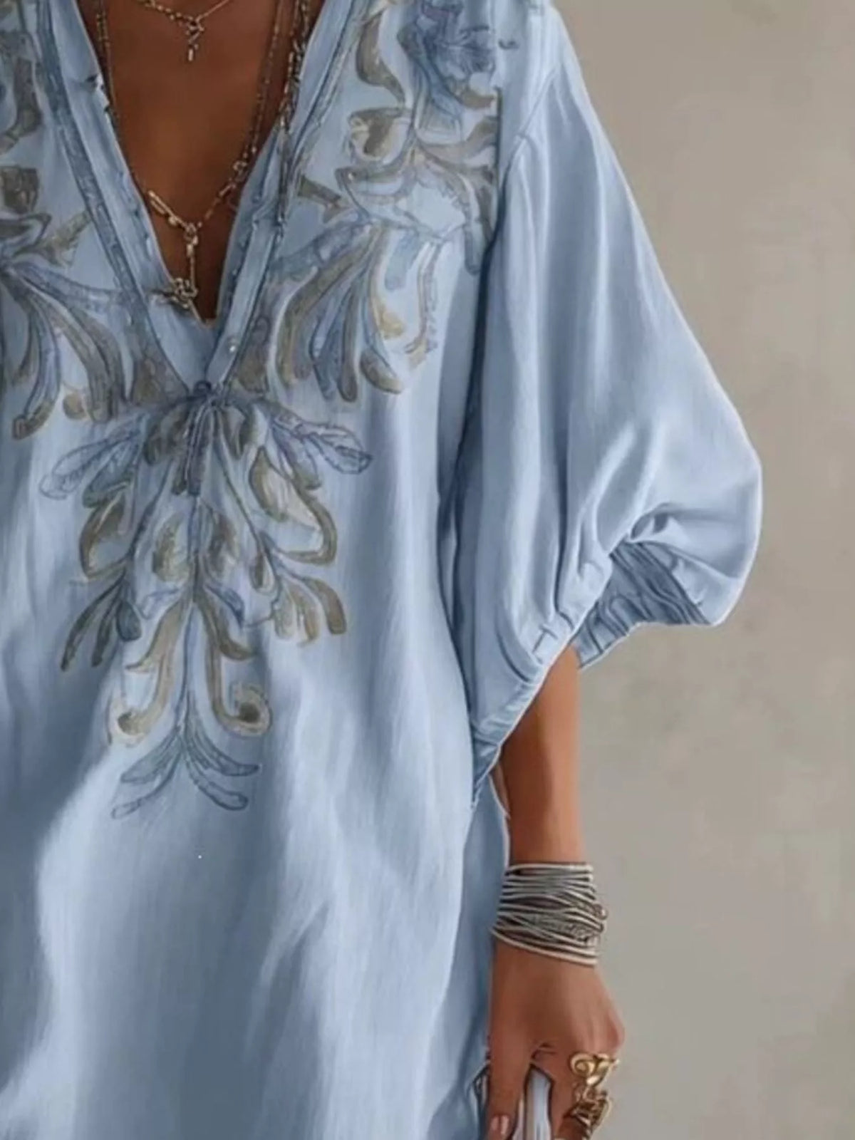 Full Size Embroidered V-neck Mini Dress Plus (12)
