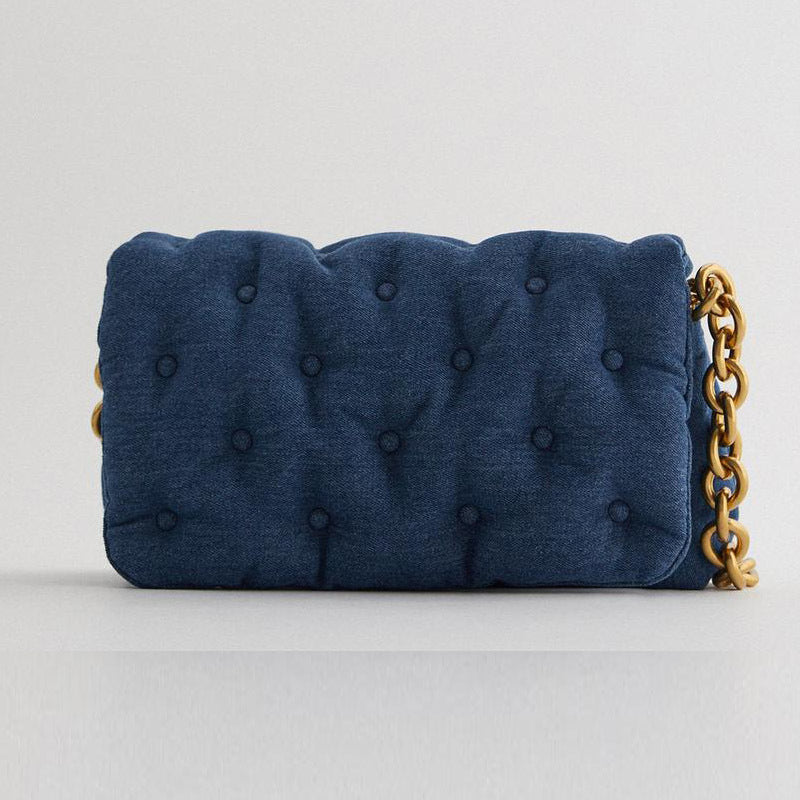 Blue Oversized Denim Quilted Shoulder Bag variant CJBHNSNS22131-Blue