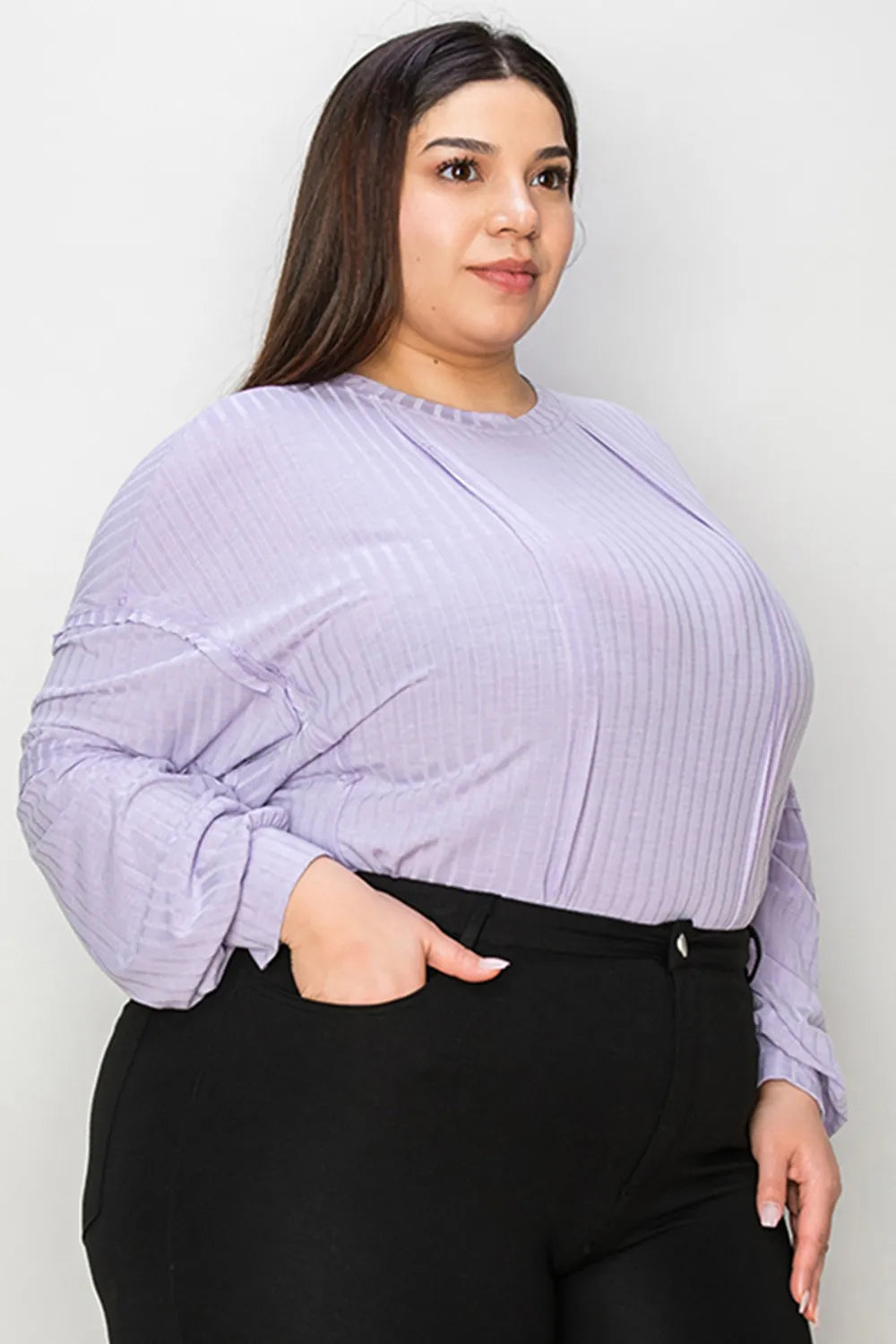 Full Size Ribbed Round Neck Long Sleeve T-shirt (5)