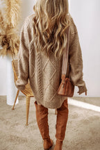 Cable-knit Round Neck Sweater Dress (13)