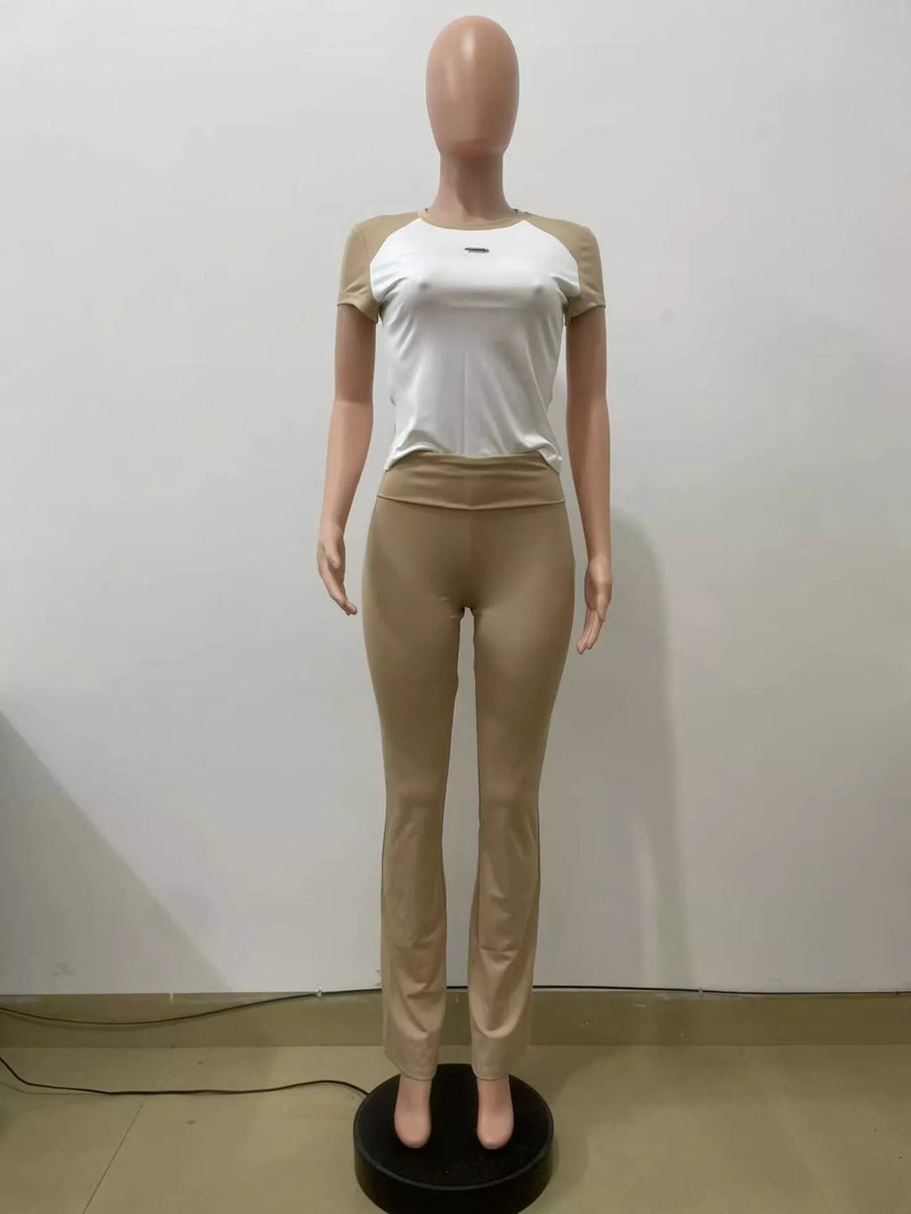 Contrast Short Sleeve Tee Pants Set (14)
