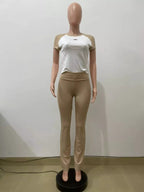 Contrast Short Sleeve Tee Pants Set (14)