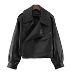 Loose Cropped Leather Jacket Motorcycle photo 1