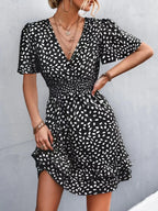 V-neck Flutter Sleeve Mini Dress (2)