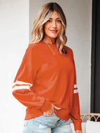 Stripe Round Neck Long Sleeve Sweatshirt (5)