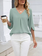 V-neck 3/4 Sleeve Blouse (15)