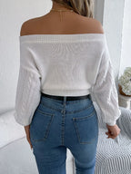 Cable Knit Off-shoulder Long Sleeve Sweater (17)