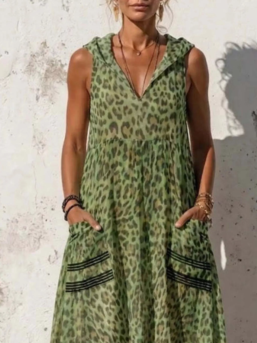 Hooded Leopard Print Maxi Dress (4)