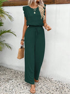Lace Trim Round Neck Top Pants Set (20)