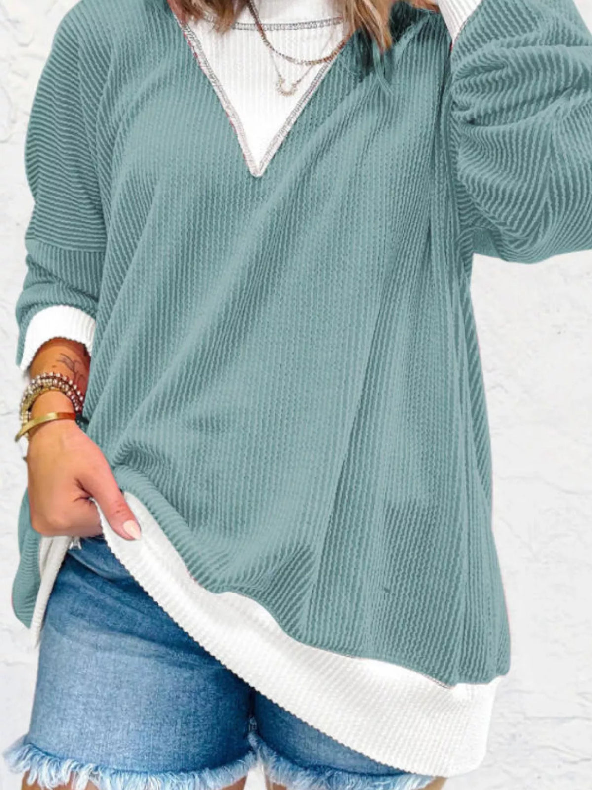 Contrast Dropped Shoulder Sweatshirt (13)