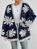 Contrast Dropped Shoulder Long Sleeve Cardigan (5)