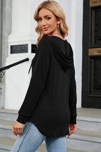 Decorative Button Drawstring Long Sleeve Hoodie (6)