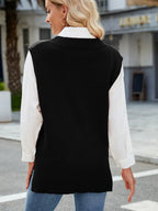 Side Slit V-neck Sweater Vest (7)