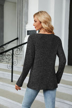 Buttoned Long Sleeve Slit Top (15)