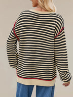 Slit Striped Oversized Sweater (9)