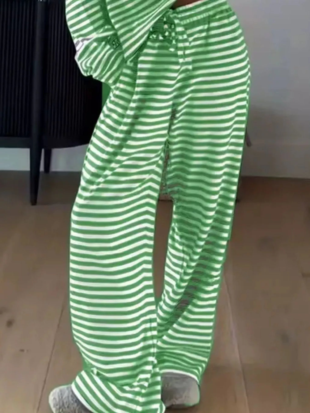 Striped Dropped Shoulder Top Pants Set (6)