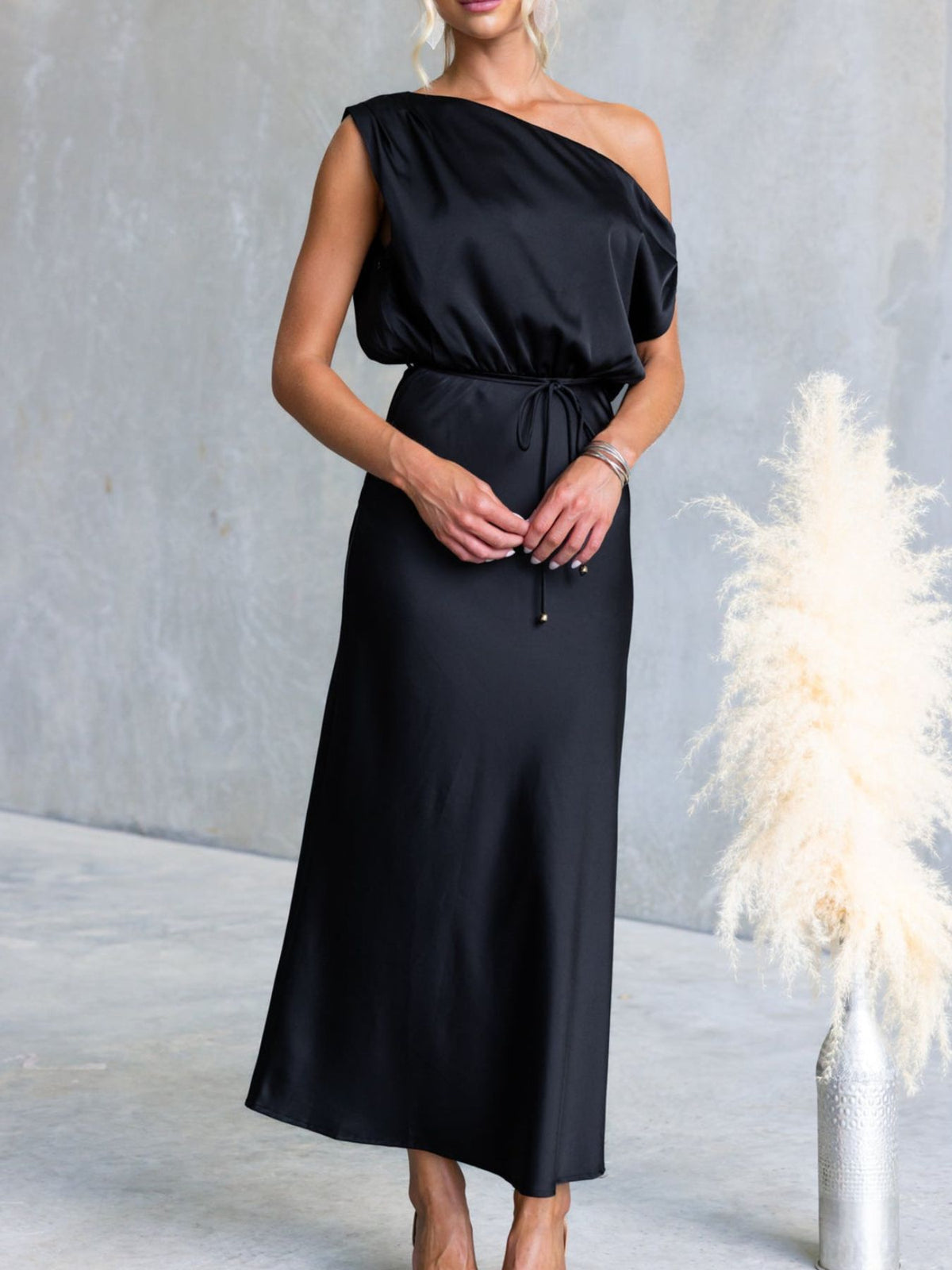 One-shoulder Tied Midi Dress (7)