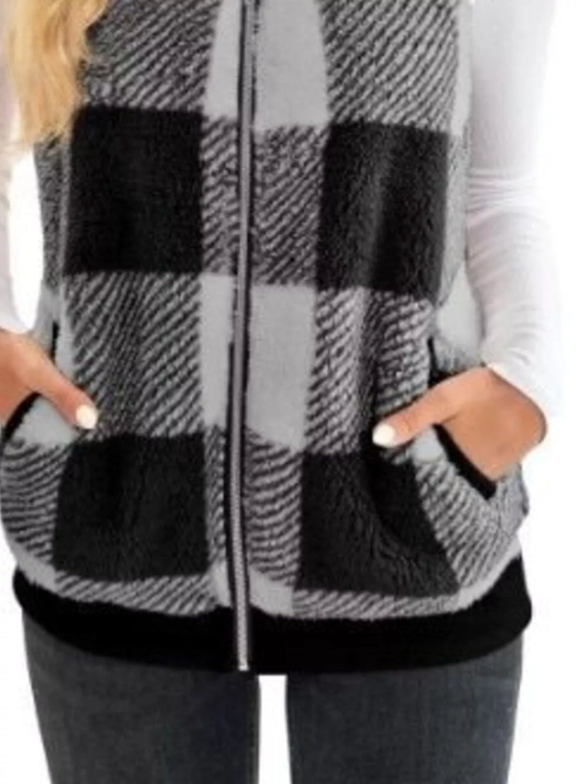 Full Size Block Zip Up Vest Coat Plus (17)