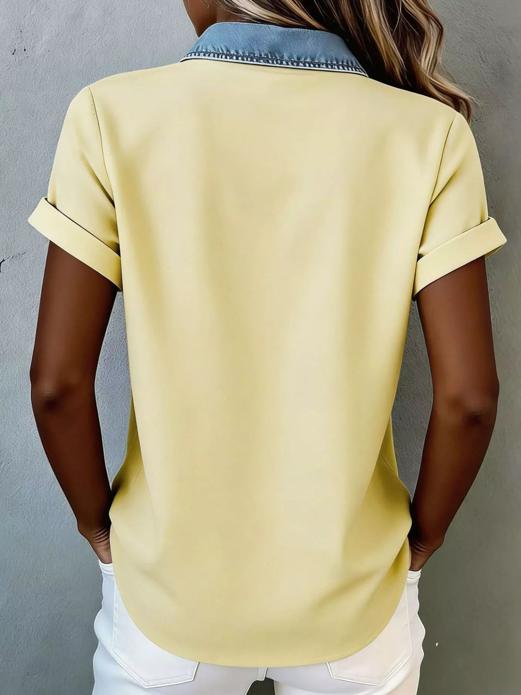 Denim Trim Short Sleeve Shirt (12)