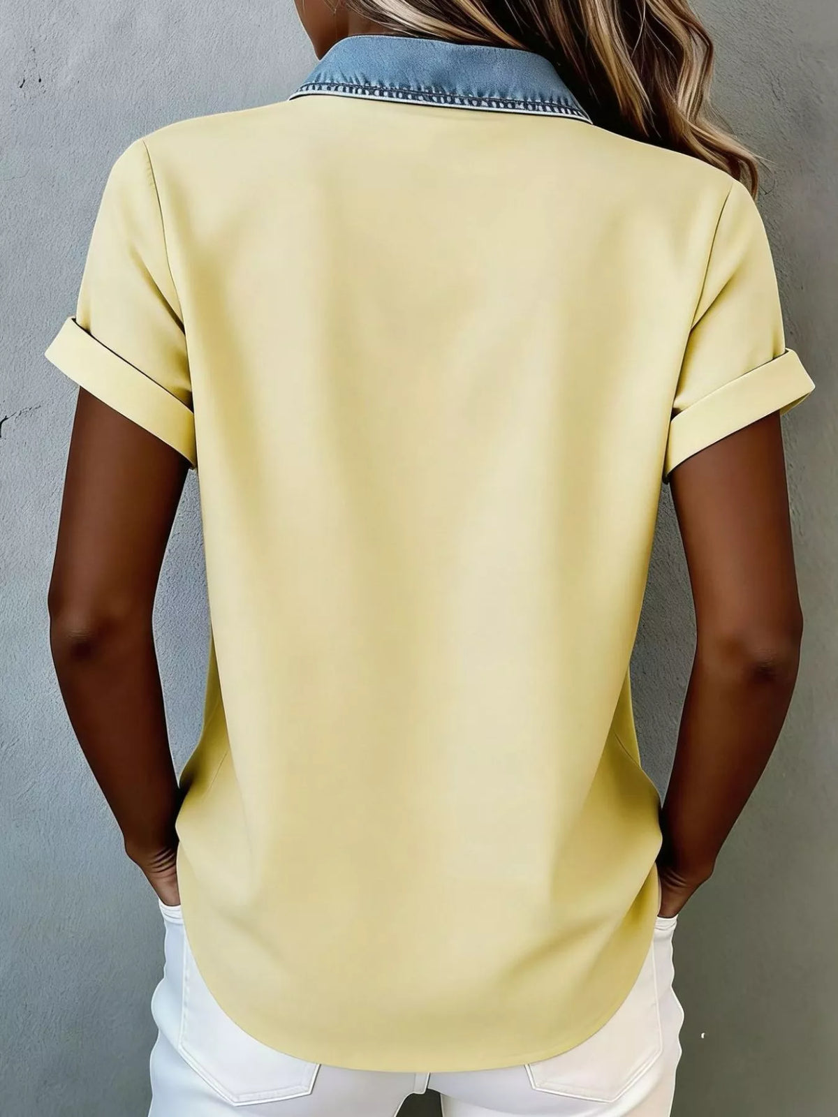 Denim Trim Short Sleeve Shirt (12)