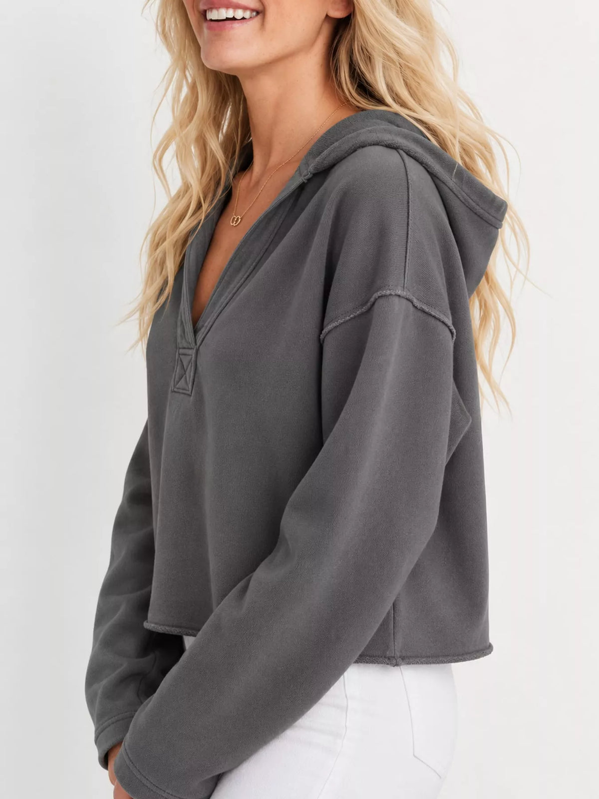Dropped Shoulder Cropped Hoodie (19)