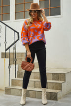 Woven Right Leopard Round Neck Dropped Shoulder Sweater (11)