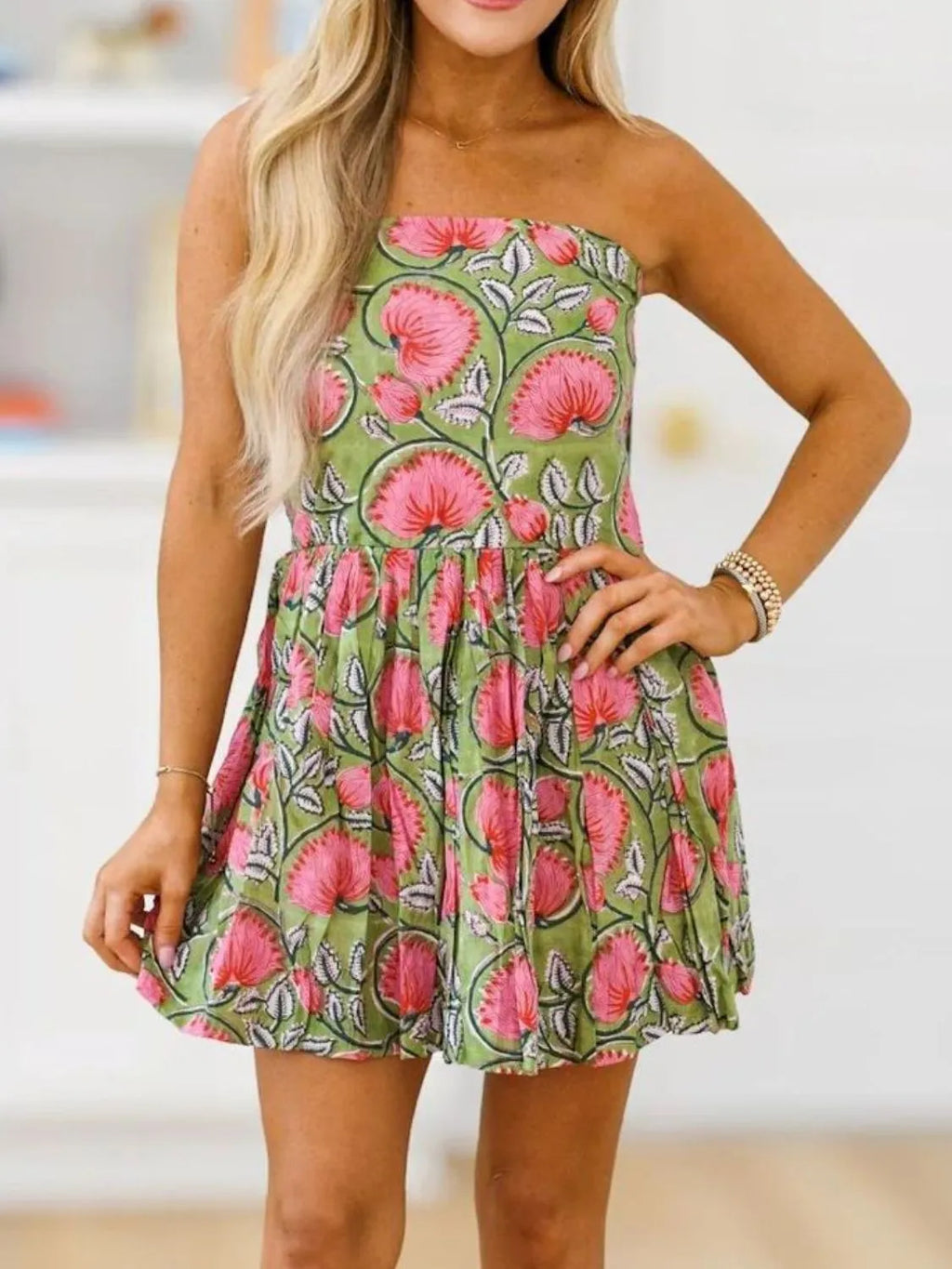 Printed Tube Mini Dress (16)
