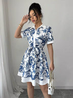 Floral Print Button-front Shirt Dress (7)