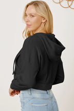 Waffle-knit Drawstring Zip Up Hoodie (19)