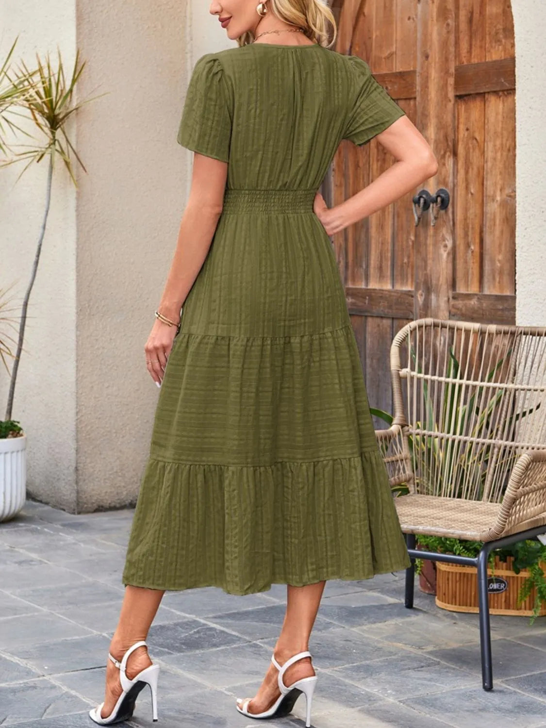 Tiered Notched Short Sleeve Dress (24)