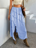 Slit Drawstring Ruffled Skirt (7)