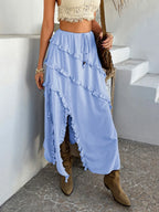 Slit Drawstring Ruffled Skirt (7)