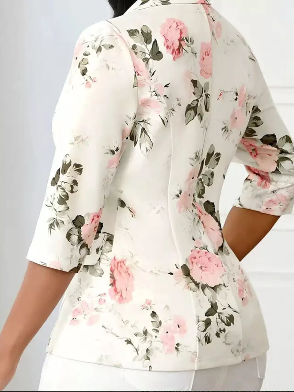 Floral Print One Button Casual Blazer (6)