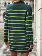 Striped Mock Neck Long Sleeve Mini Dress (11)